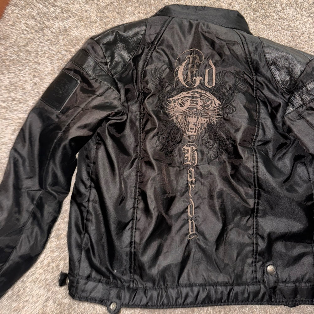 Ed Hardy Black Bomber Jacket with Iconic Design